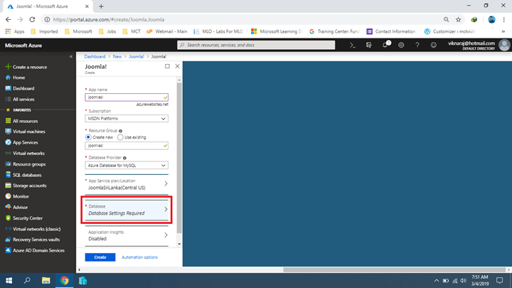 Installing Joomla On Azure