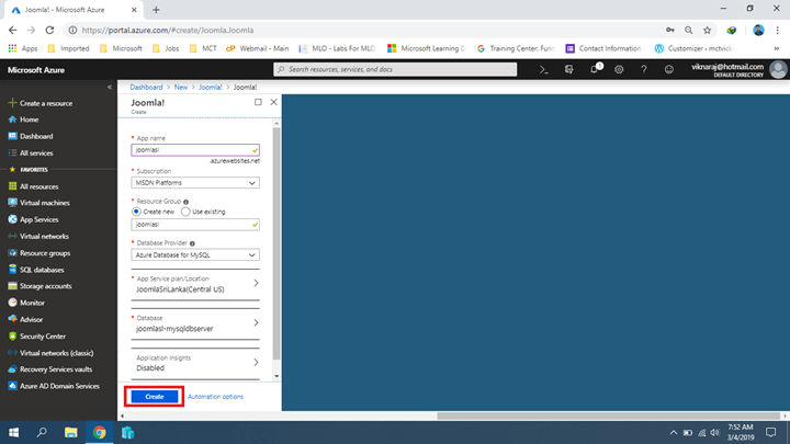 Installing Joomla On Azure