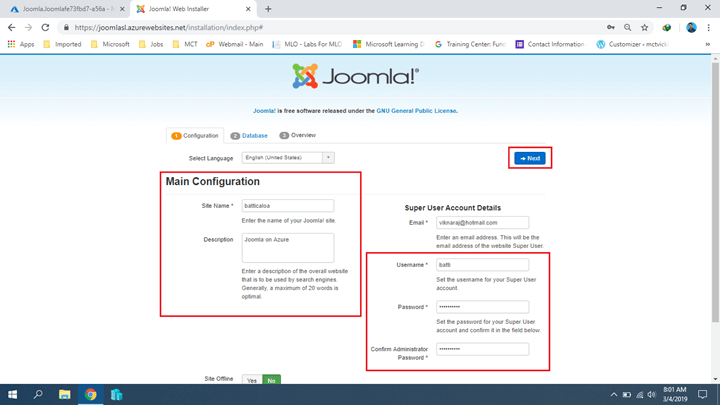 Installing Joomla On Azure