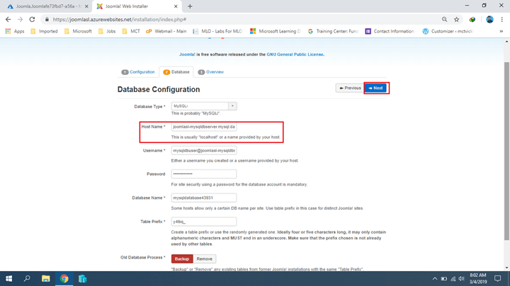 Installing Joomla On Azure
