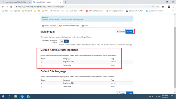 Installing Joomla On Azure