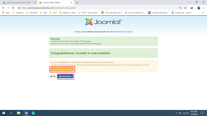 Installing Joomla On Azure