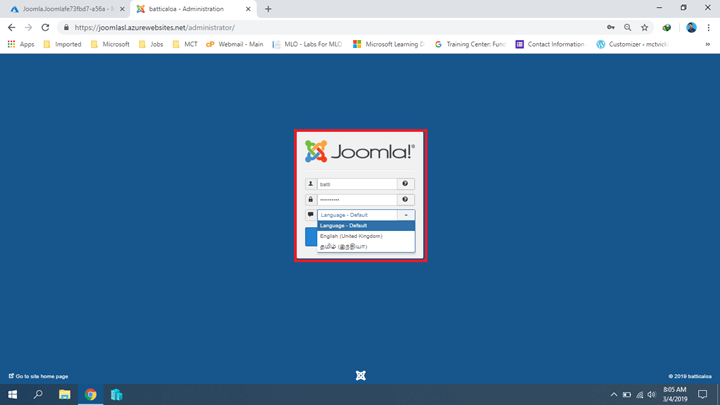 Installing Joomla On Azure