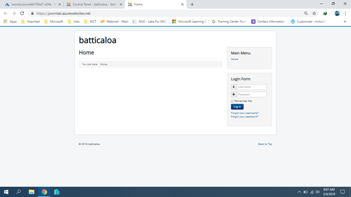 Installing Joomla On Azure