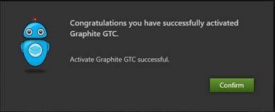 GraphiteIDE-SuccessfullyActivatedPopup