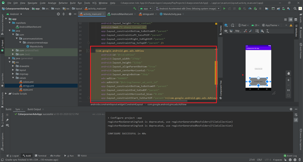 Integrate Ad-Mob Banner Ad In Android Application