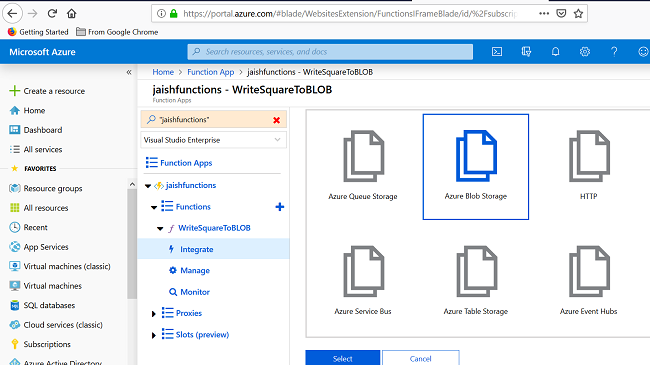 Integrate Node.js Azure Functions With BLOB Storage