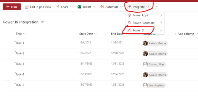 Integrate Power BI to SharePoint Online List