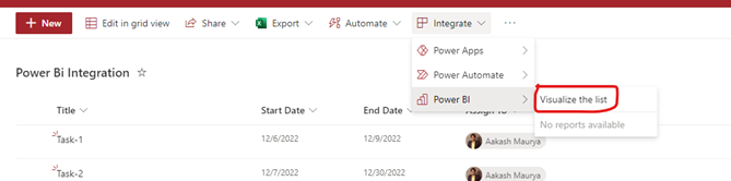 Integrate Power BI to SharePoint Online List