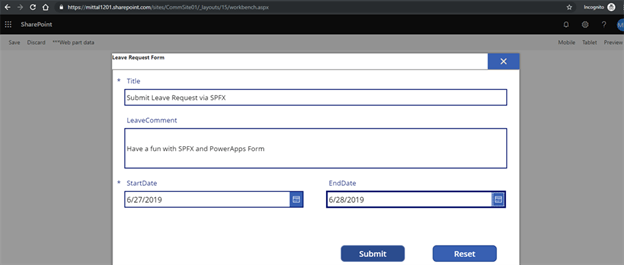 Integrate PowerApps with SPFX WebPart
