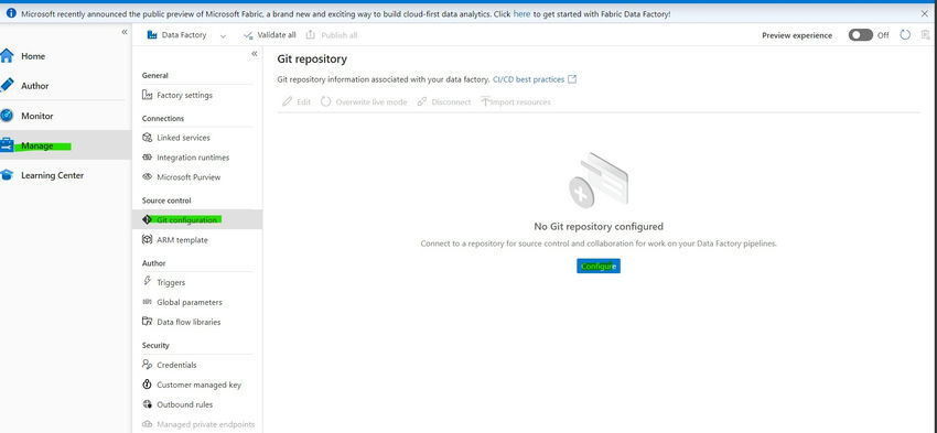 Integrating Azure DevOps Git with Azure Data Factory