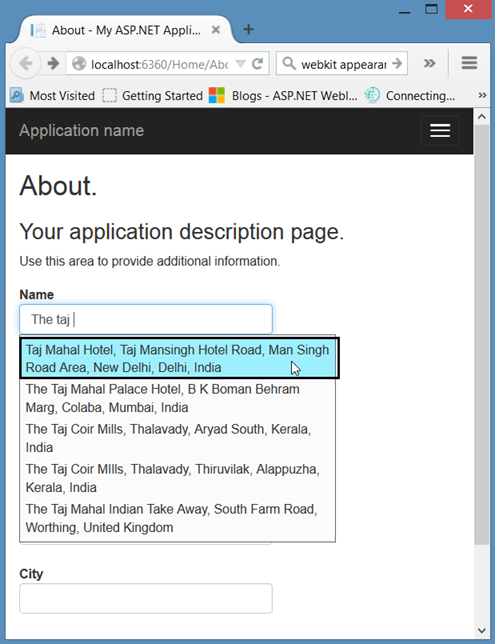 Autocomplete Place API Result