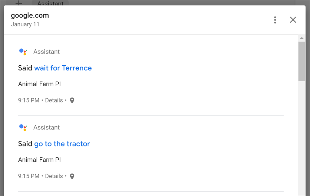 Google Assistant History