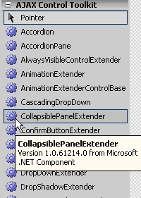 Figure 10. AJAX Control Toolkit in Toolbox