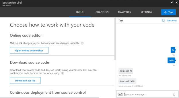 Bot service in Azure