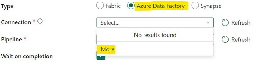 Invoke Azure Data Factory Pipeline via MSFT Fabric without REST API