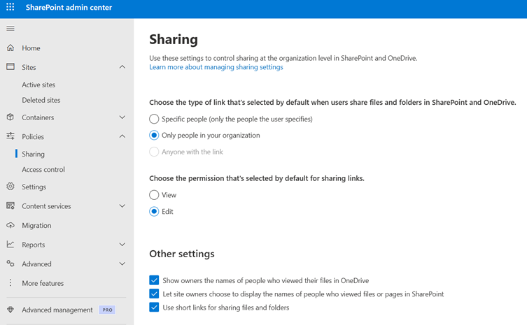 Sharepoint admin center