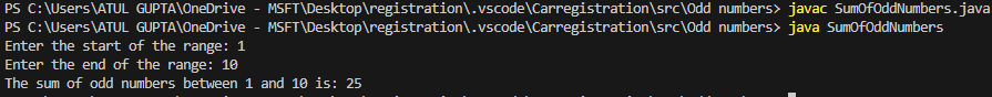 Java Program to Calculate the Sum of Odd Numbers in a Given Range