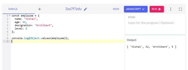 Object.values(object)
