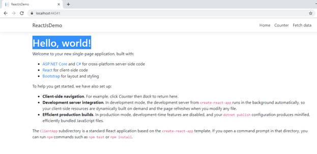 Learn About React App With Visual Studio 2019
