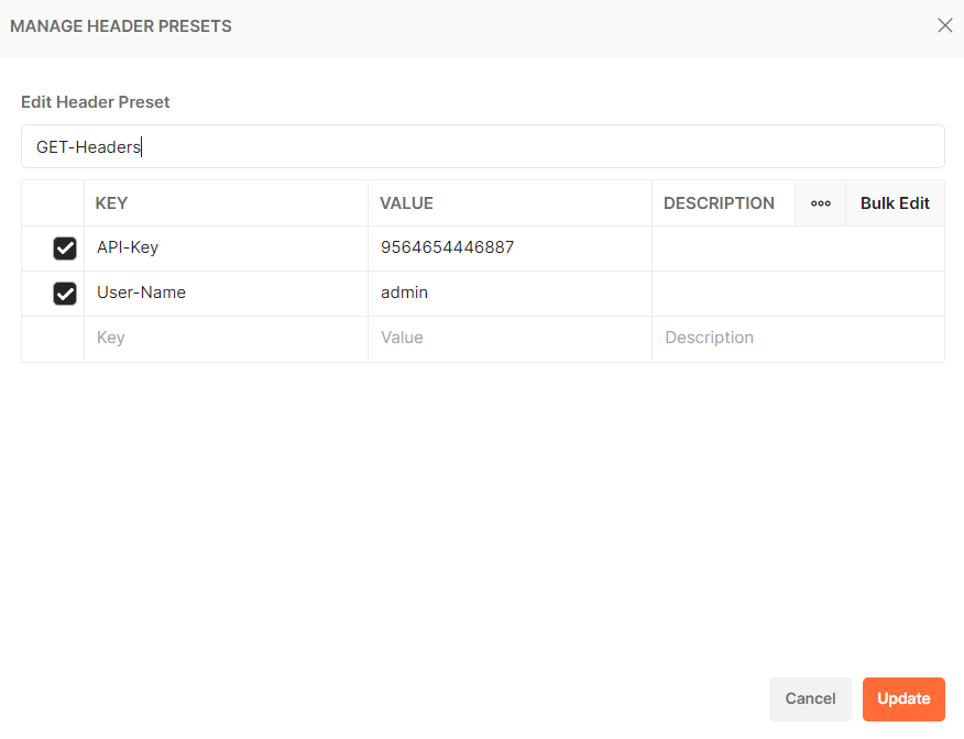 Postman adding Preset Headers