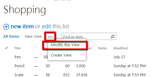 Editing and Deleting a SharePoint List View
