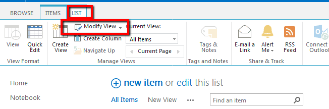 Editing and Deleting a SharePoint List View