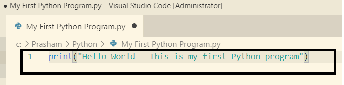 Learning Python - First Python Program With Visual Studio Code