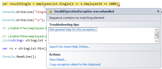 LINQ Extension Methods - Element Operator And Set Operator
