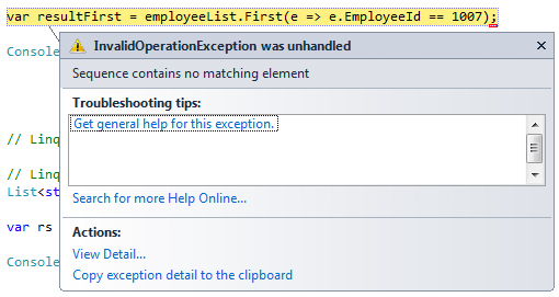 LINQ Extension Methods - Element Operator And Set Operator
