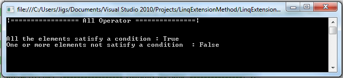 Linq extension methods Quantifier and Aggregation operator