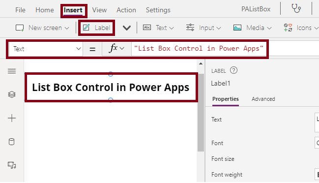 List Box Control In Power Apps