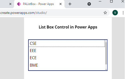 List Box Control In Power Apps