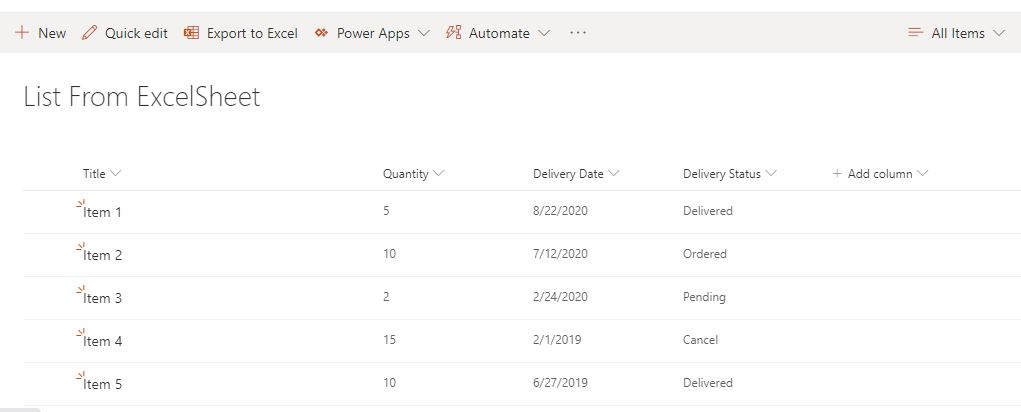 SharePoint List Using Microsoft Excel
