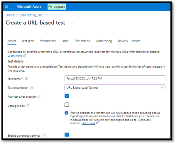 Azure test loading