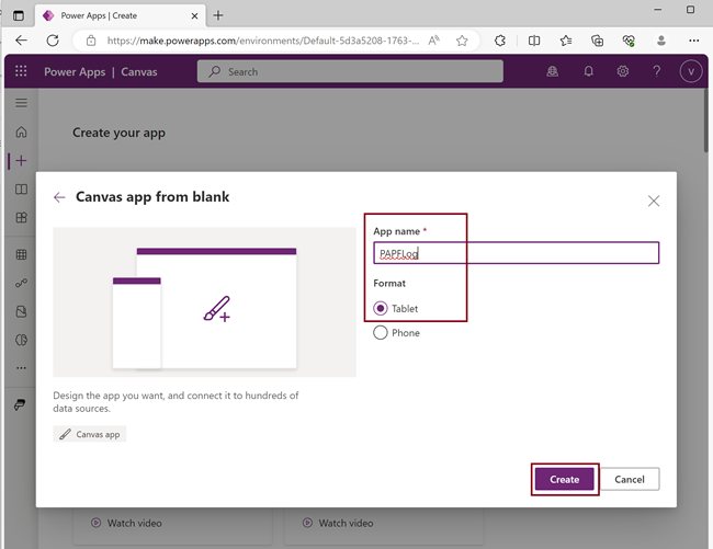 Create app from blank