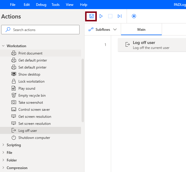 Log off user action in desktop flow using microsoft power automate