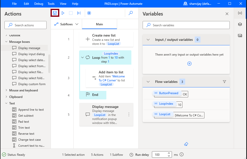 Loops Action in Desktop flow using Microsoft Power Automate