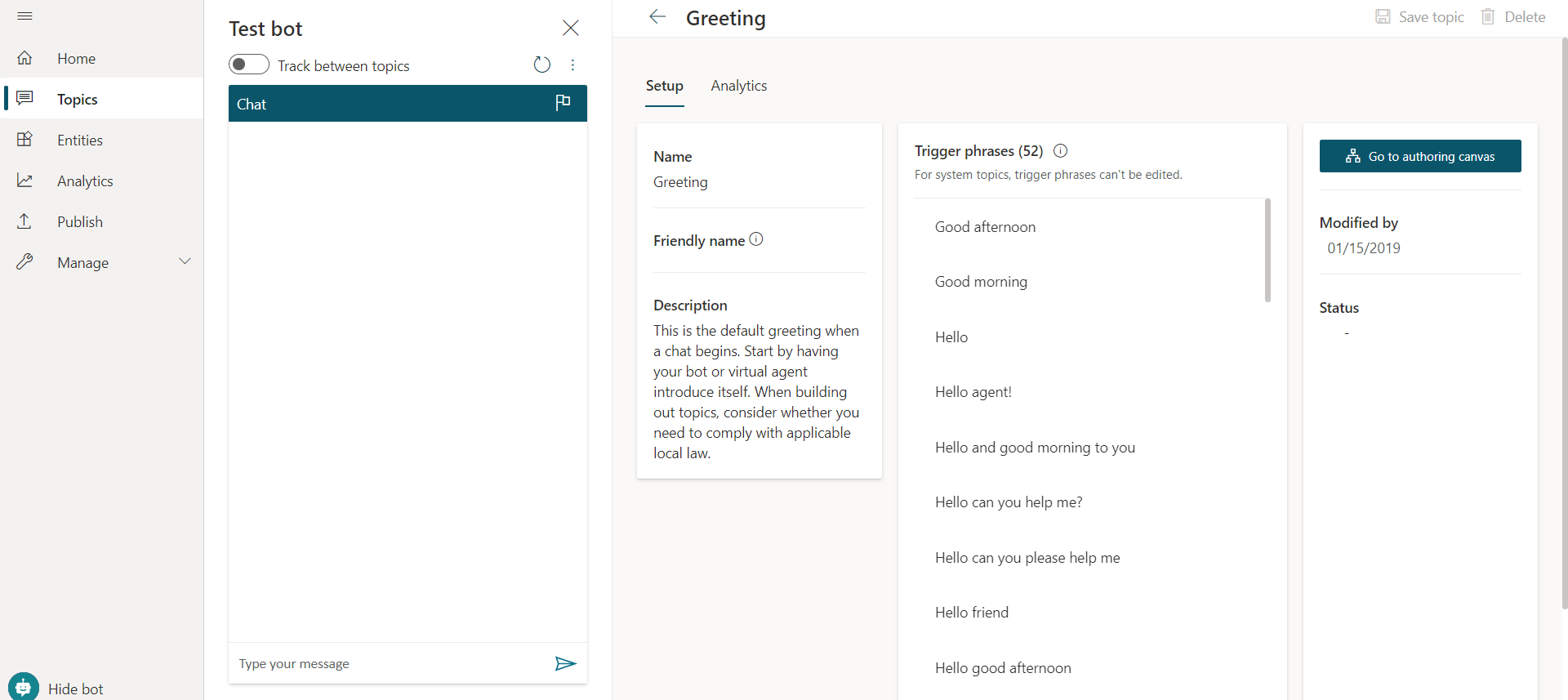 Power Virtual Agent Chatbot