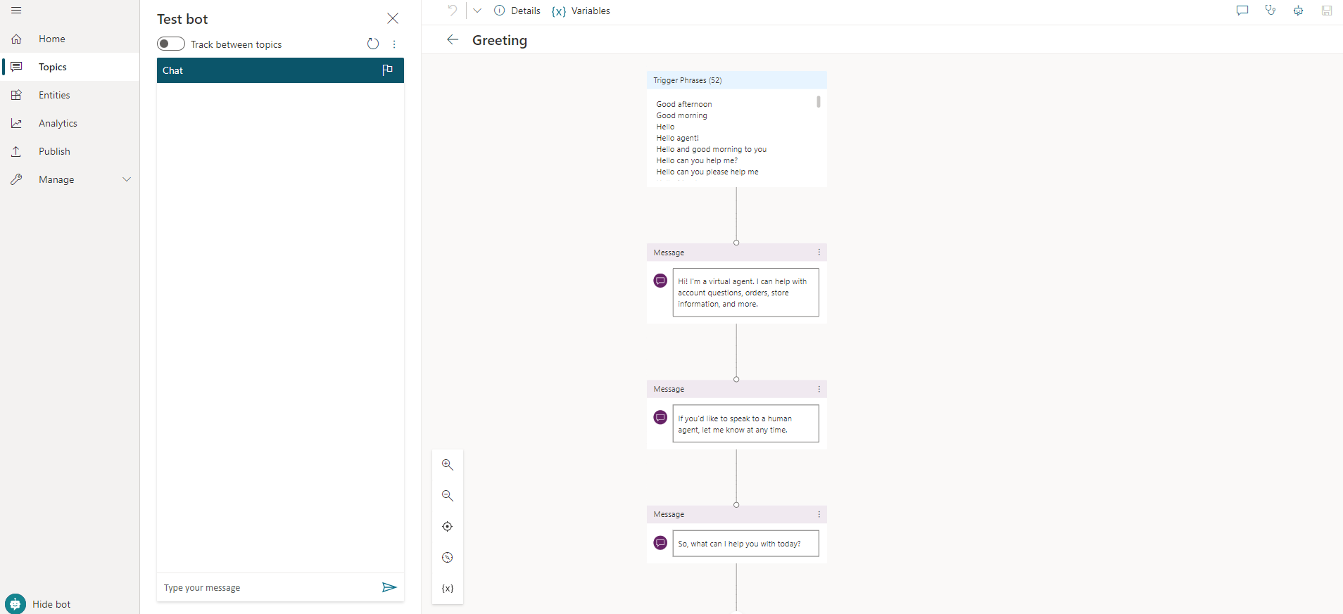 Power Virtual Agent Chatbot