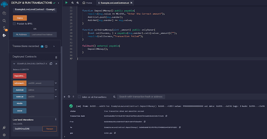 Low level Transactions and Call Data in solidity