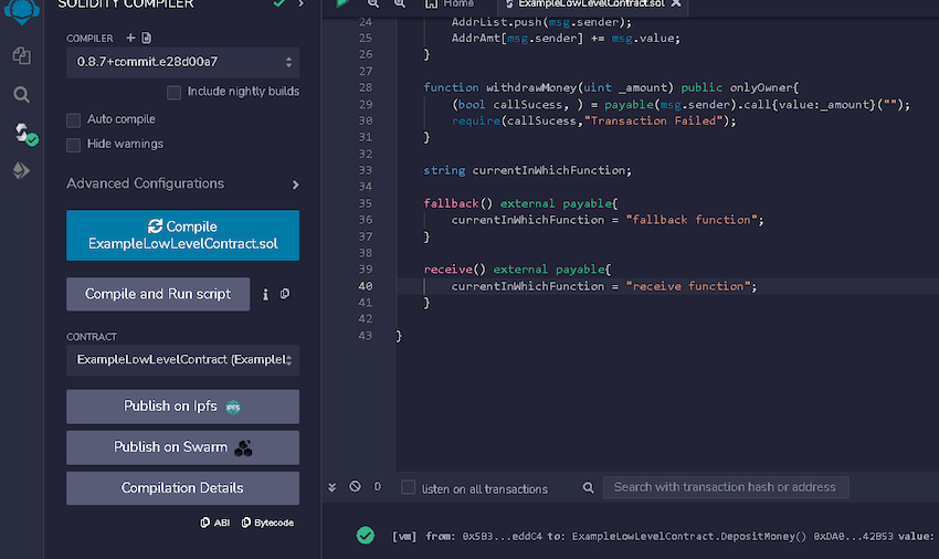 Low level Transactions and Call Data in solidity