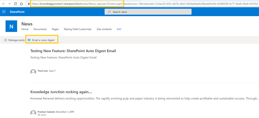M 365 - SharePoint Online - Creating And Sending News Digest Manually