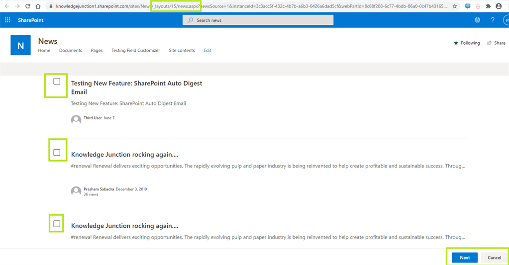 M 365 - SharePoint Online - Creating And Sending News Digest Manually