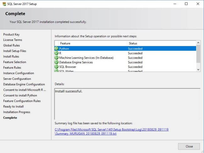 Installation Successfull