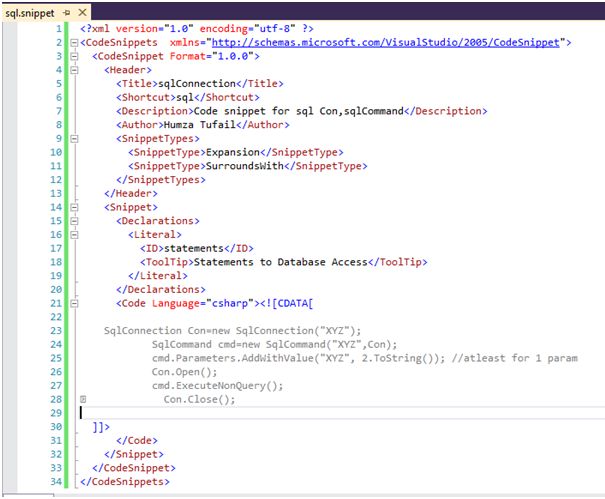 Make Code Snippet In Visual Studio