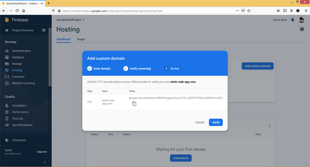 Map Or Connect Your Own Domain In Firebase hosting Service
