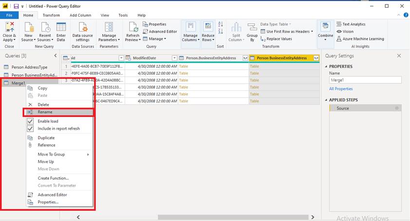 Joins Of Two Tables In Power BI