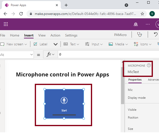Microphone Control in Power Apps