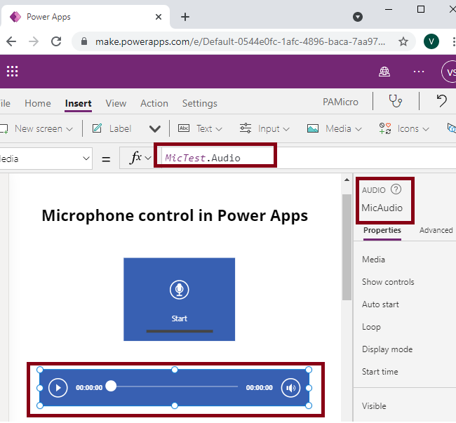 Microphone Control in Power Apps